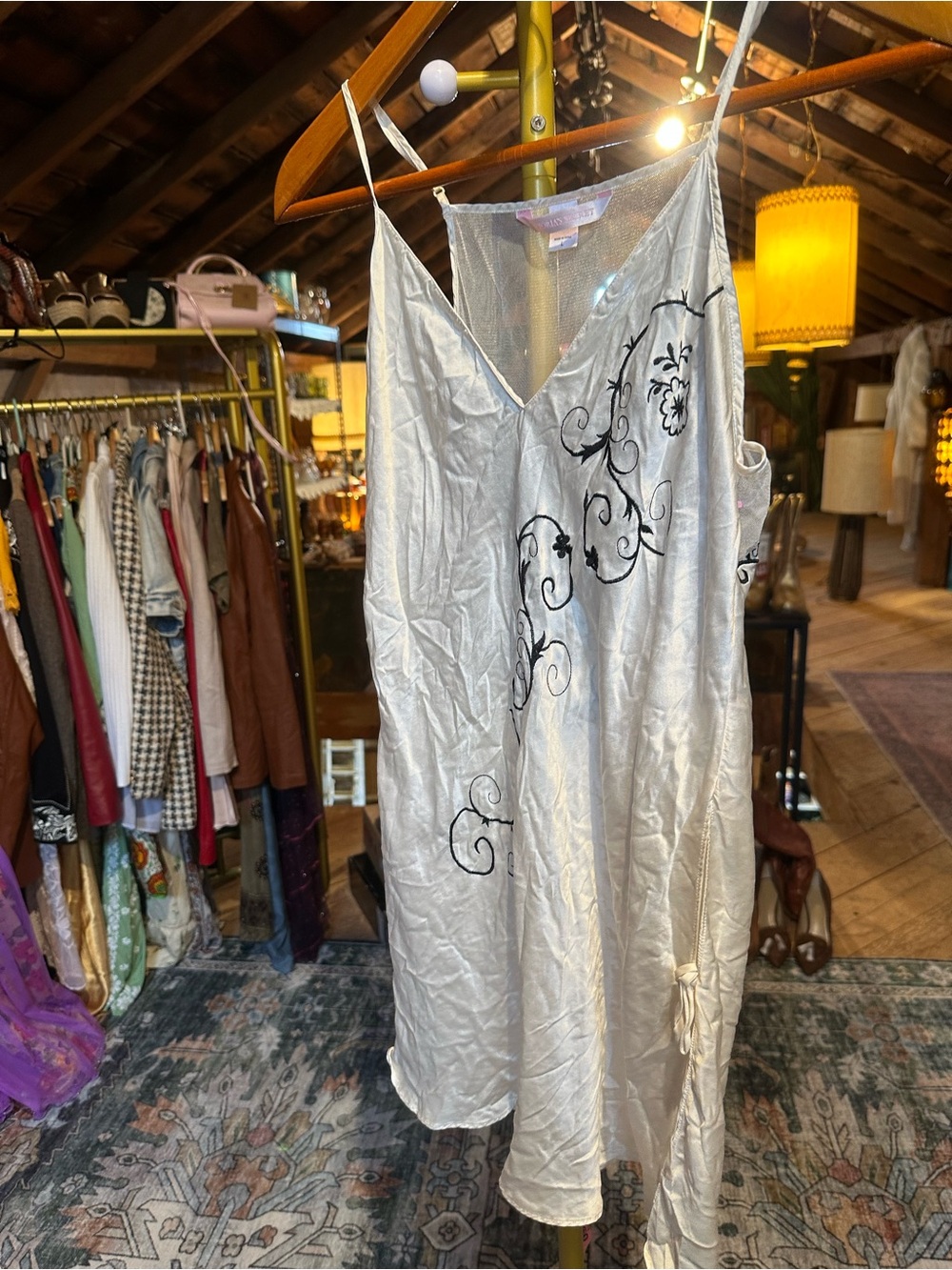 Victoria's Secret White Slip with Black Swirl Embroidery